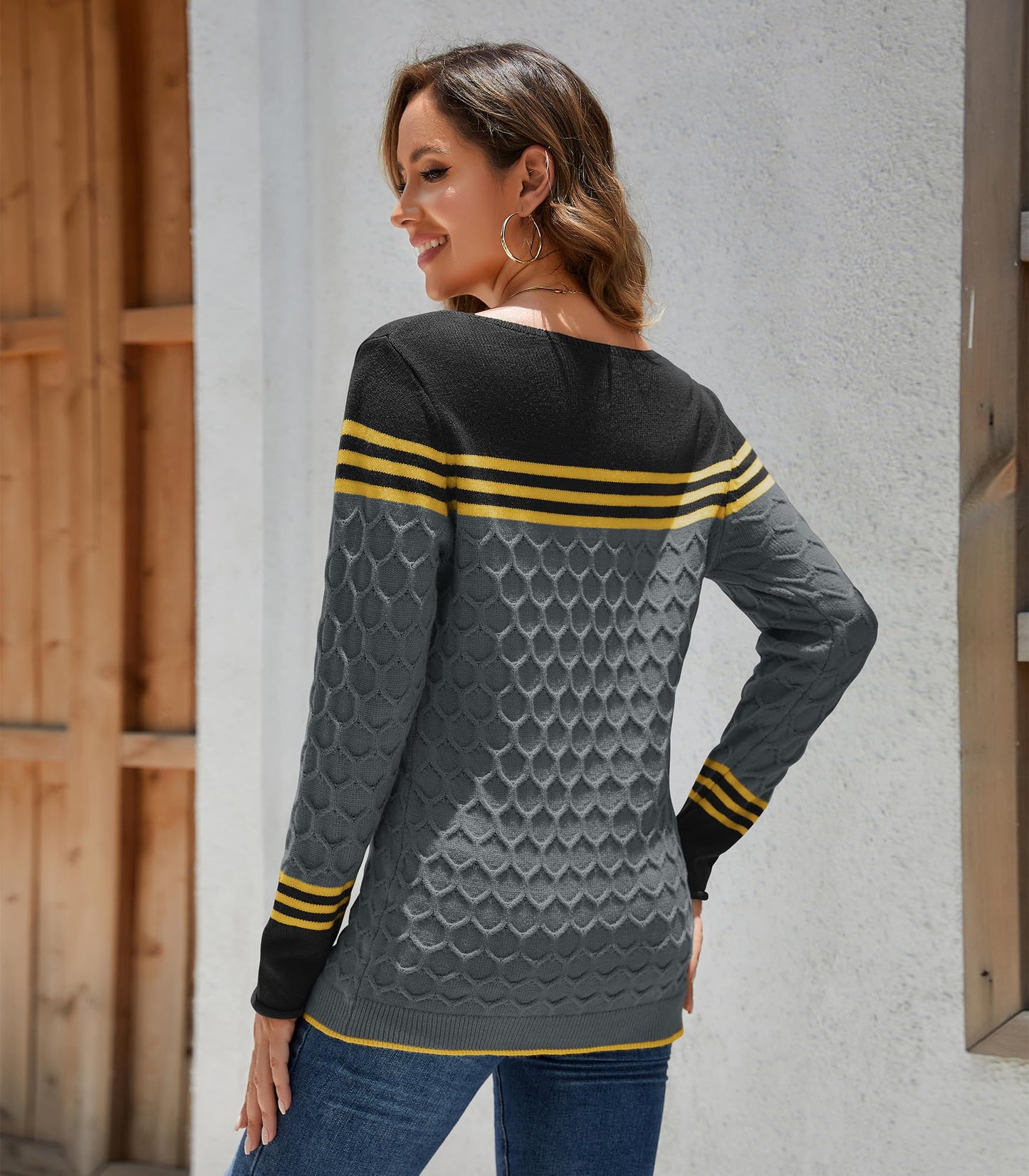 Rundhals Pullover Colorblock