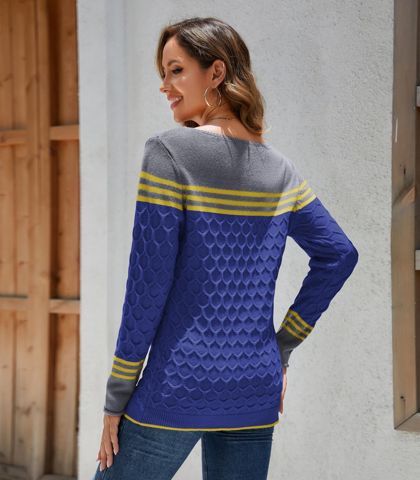Rundhals Pullover Colorblock