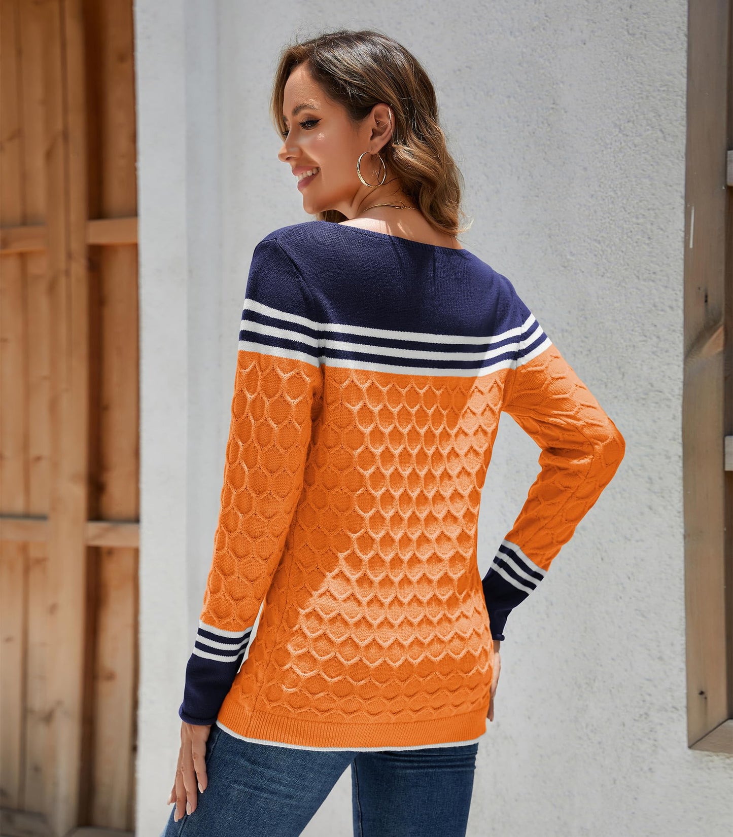 Rundhals Pullover Colorblock