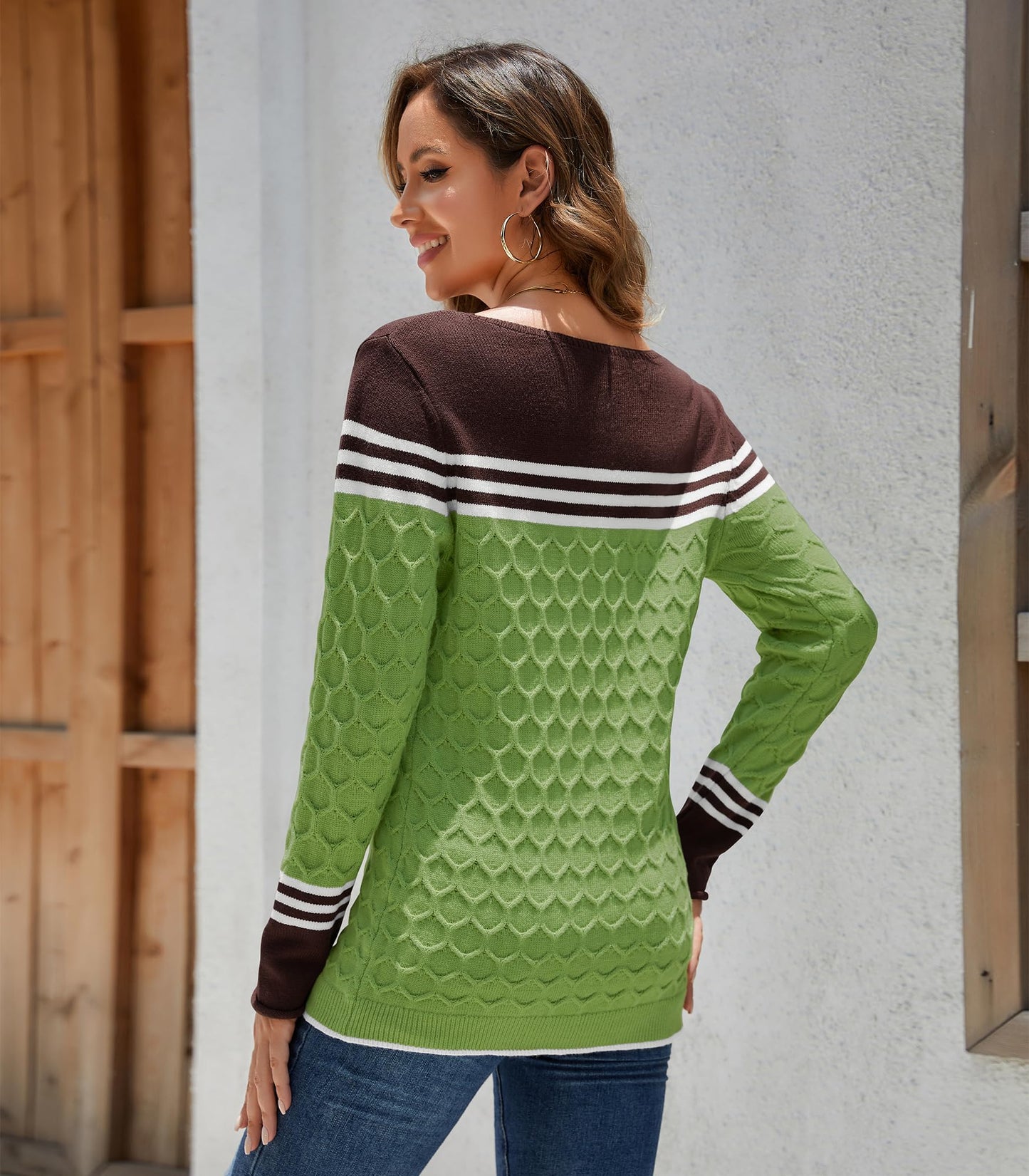 Rundhals Pullover Colorblock