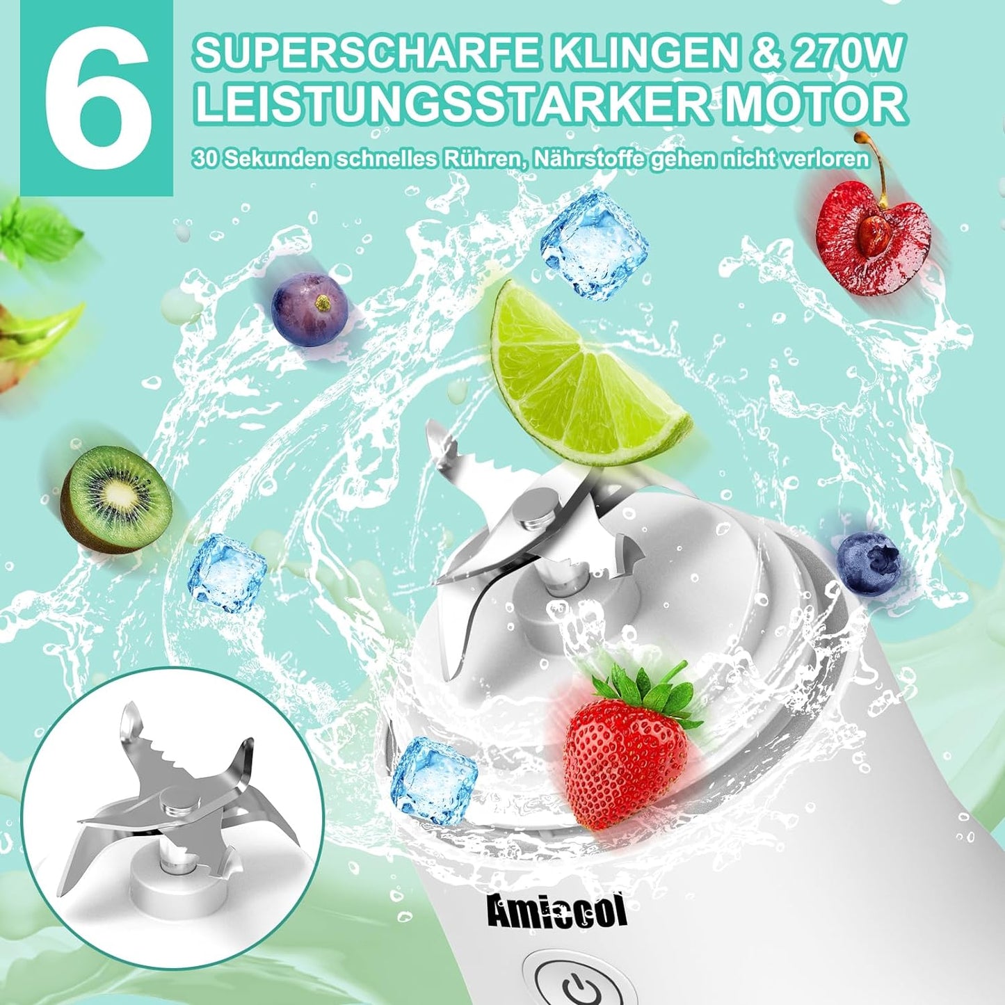 Mixer Smoothie Maker To Go - Tragbare 600ml Flasche - Slushy Maker