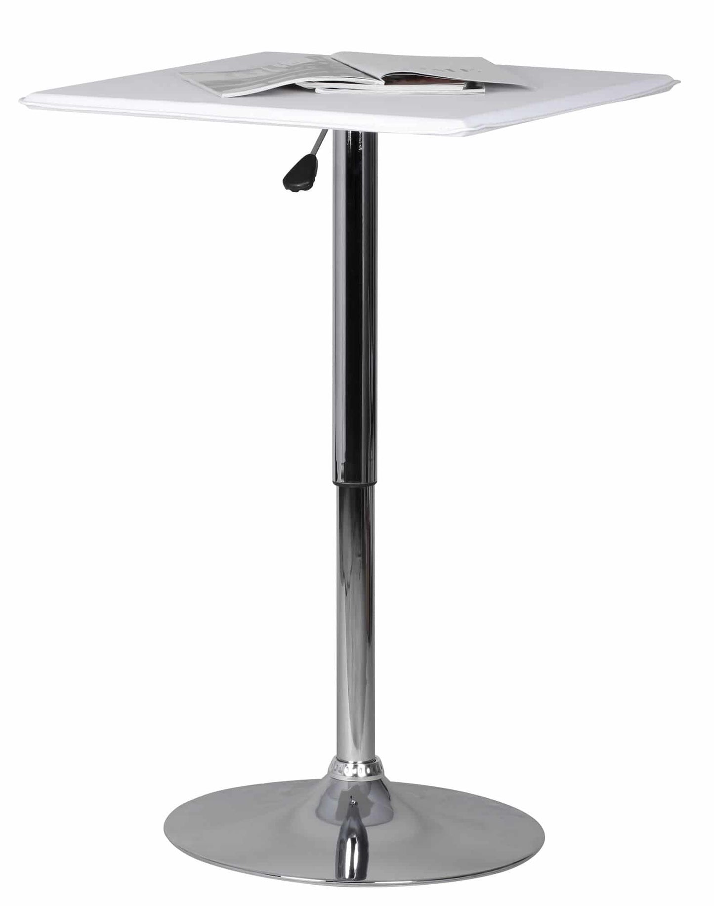 Stehtisch Bistrotisch Kunstleder Weiß höhen-verstellbar quadratisch