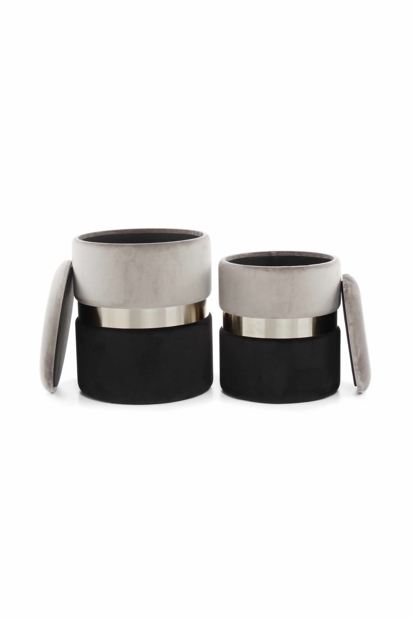 Hocker Zora 125 2er-Set Grau / Silber / Schwarz