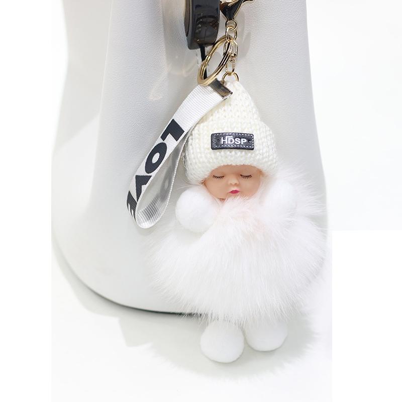 9 CM Schönheit Für Dame Schöne Mädchen Tasche Anhänger Plüsch Puppe Auto Schlüsselanhänger Anhänger beige
