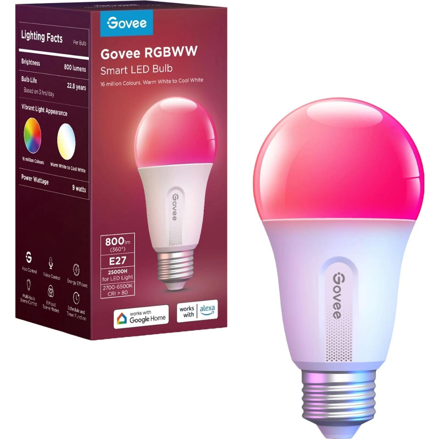 Govee RGBIC Smart LED Glühbirne E27 800 Lumen