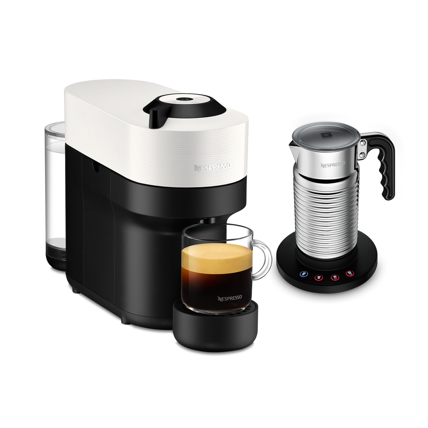 Nespresso VERTUO Pop Coconut White & Aeroccino4 Vertuo Kaffeemaschine