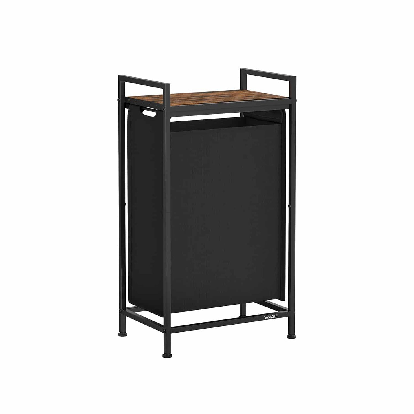 Wäschekorb mit Ablage tintenschwarz-vintagebraun