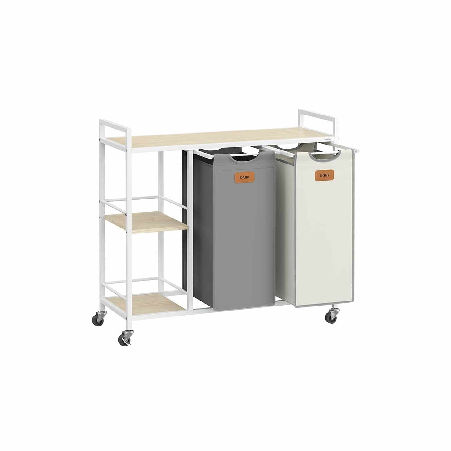 Wäschekorb 2 Fächer naturbeige-taubengrau-cremeweiß