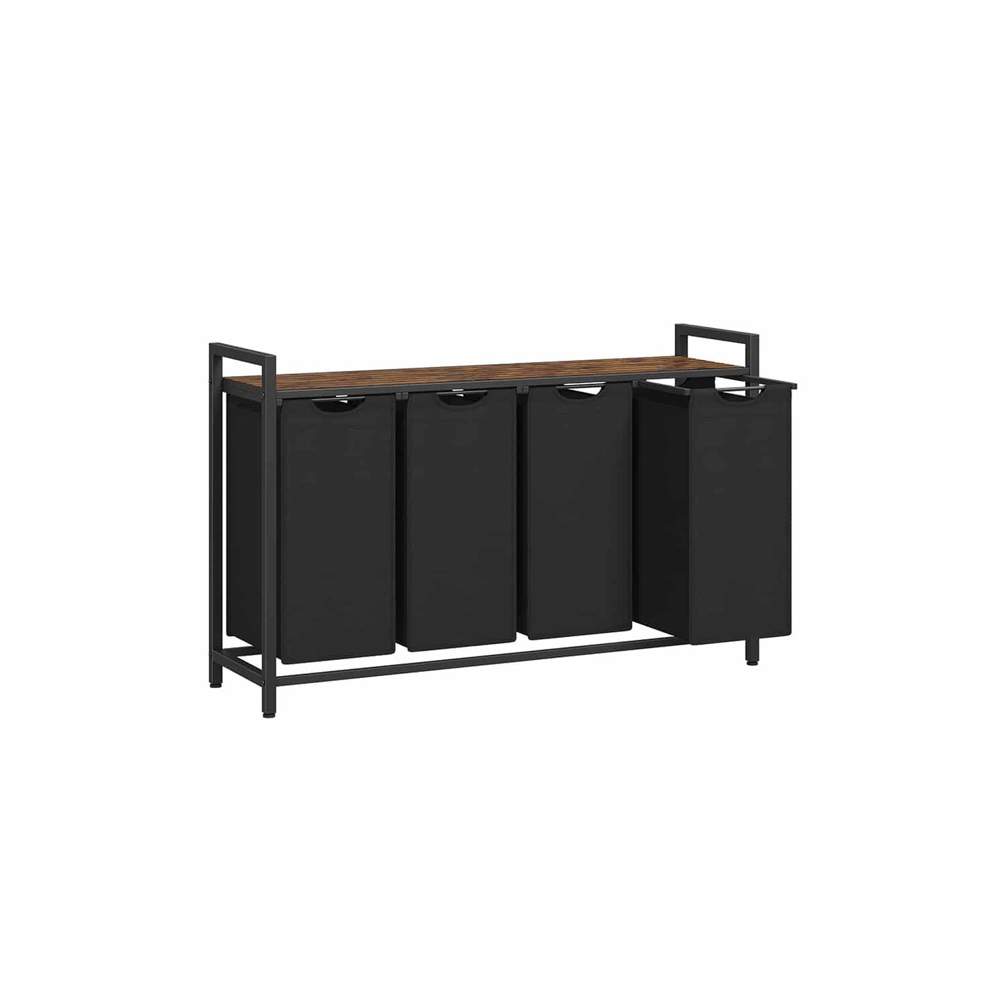 Wäschekorb 4 Fächer mit Ablage vintagebraun-schwarz