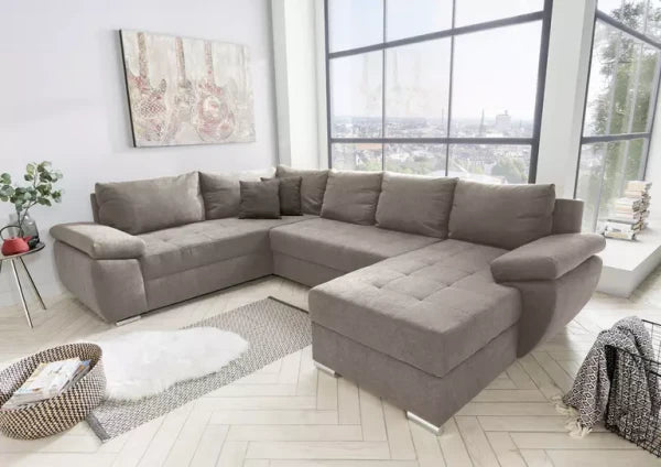 Benformato Wohnlandschaft Terana mit Schlaffunktion & Bettkasten - Mikrofaser - in vier verschiedenen Farben