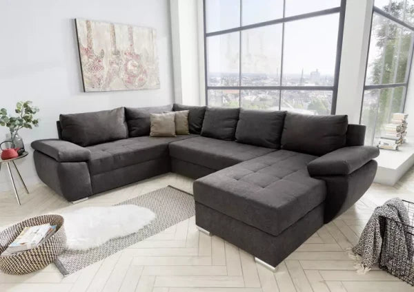 Benformato Wohnlandschaft Terana mit Schlaffunktion & Bettkasten - Mikrofaser - in vier verschiedenen Farben