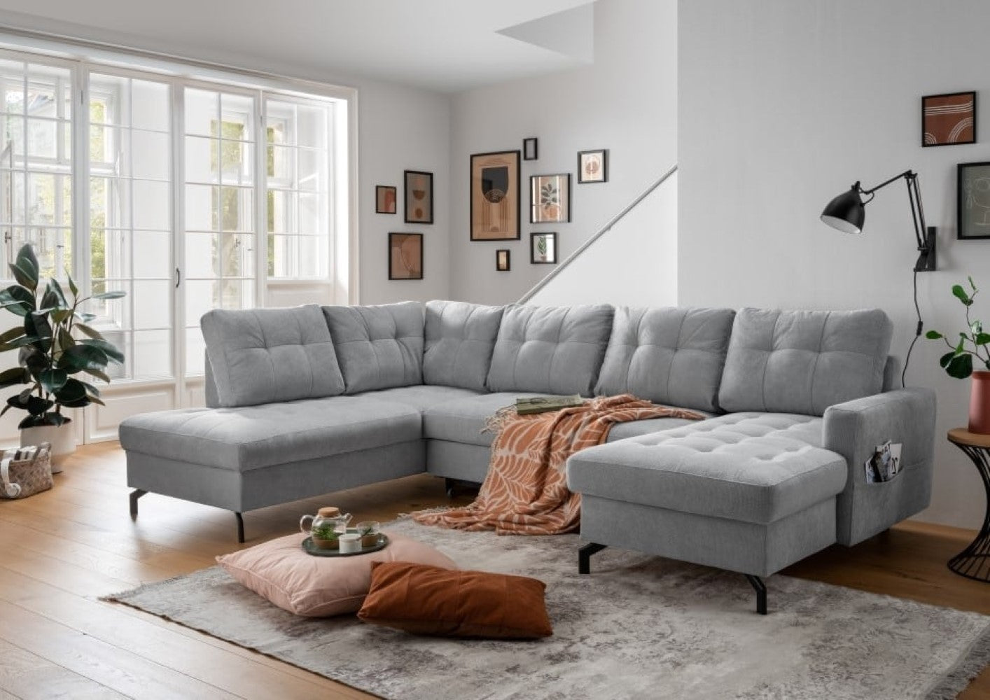 Wohnlandschaft mit Schlaffunktion Trevisio: Luxuriöse Komfortlösung inkl Bettkasten, in verschiedenen Farben wählbar