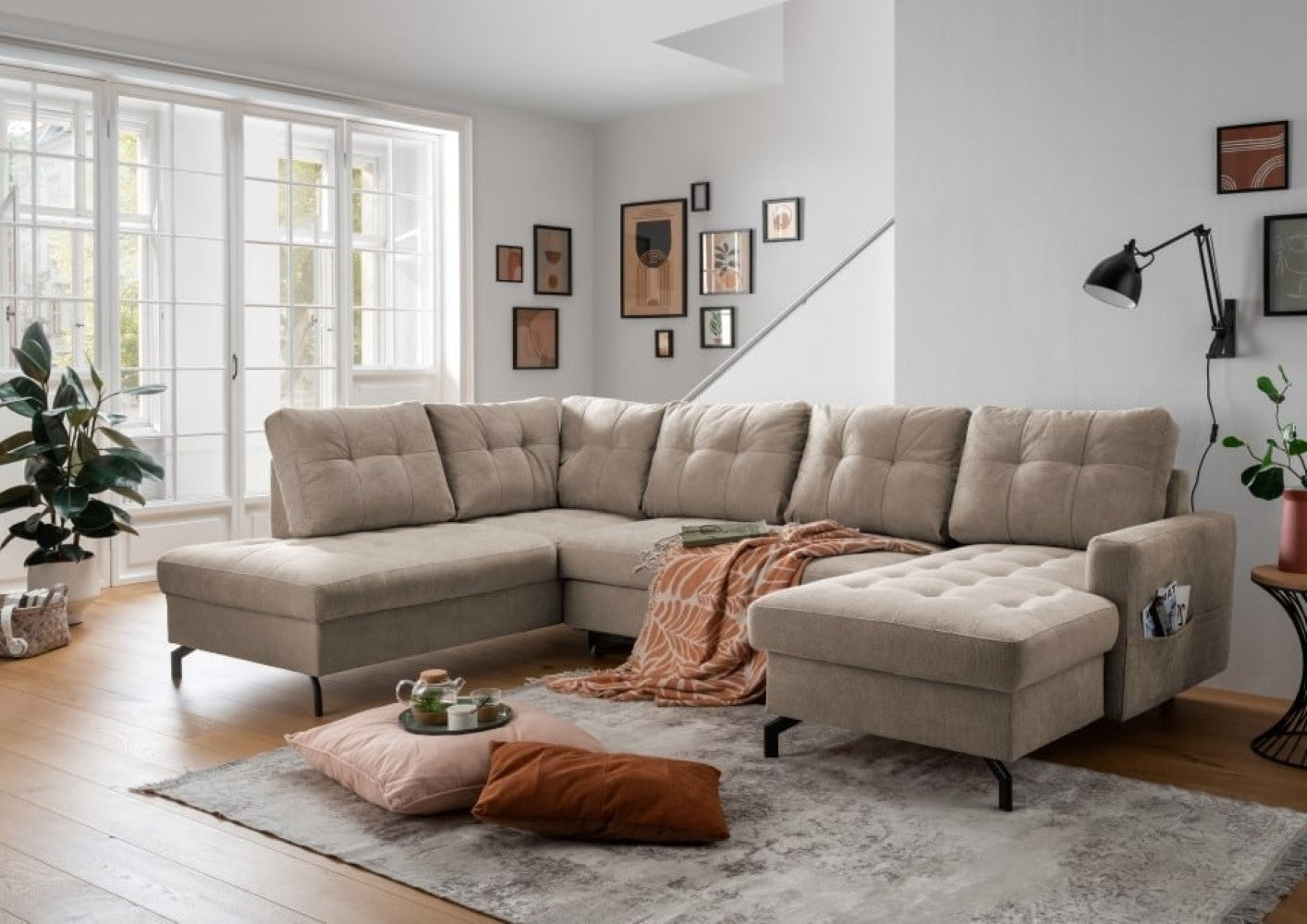 Wohnlandschaft mit Schlaffunktion Trevisio: Luxuriöse Komfortlösung inkl Bettkasten, in verschiedenen Farben wählbar