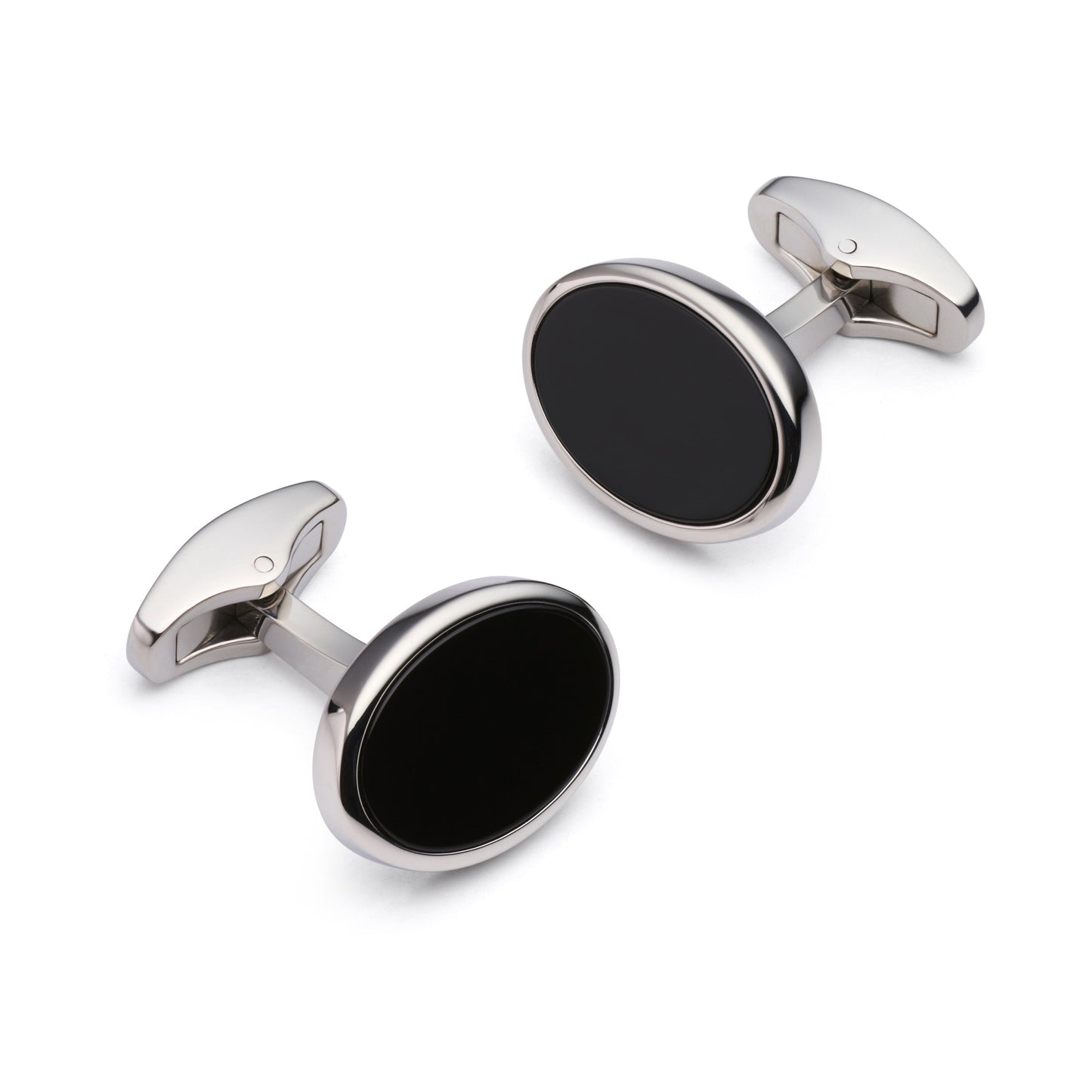 Onyx Oval Cufflinks In Silver