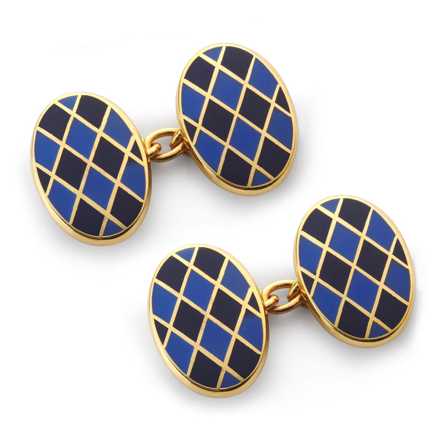 Harlequin Chain Cufflinks In Blue & Gold