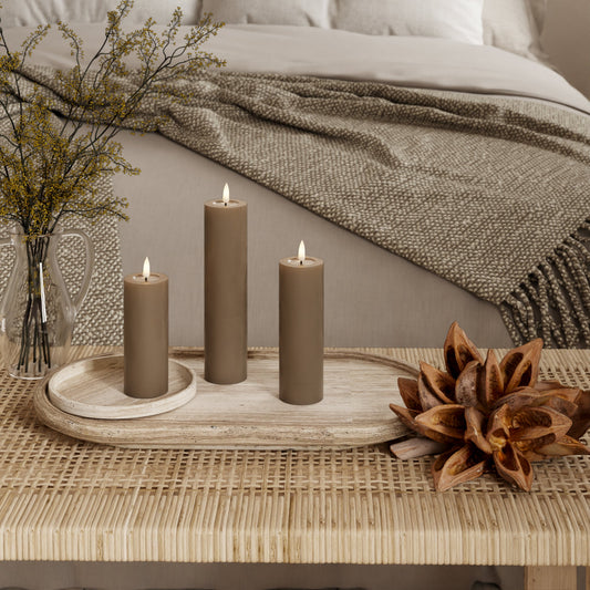 LED-Blockkerzen – Ø 5 x 12,5 + 15 + 20 cm Karamell