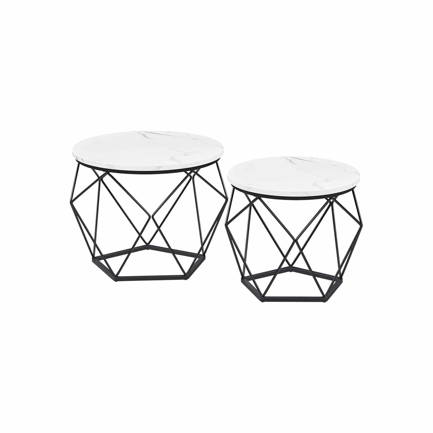 Couchtisch-Set weiß-schwarz 2 Stück