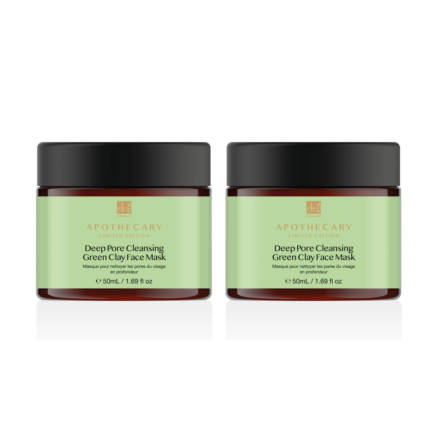 Dr Botanicals Deep Pore Cleansing Green Clay Face Mask 50ml Twin Value Savings Pack