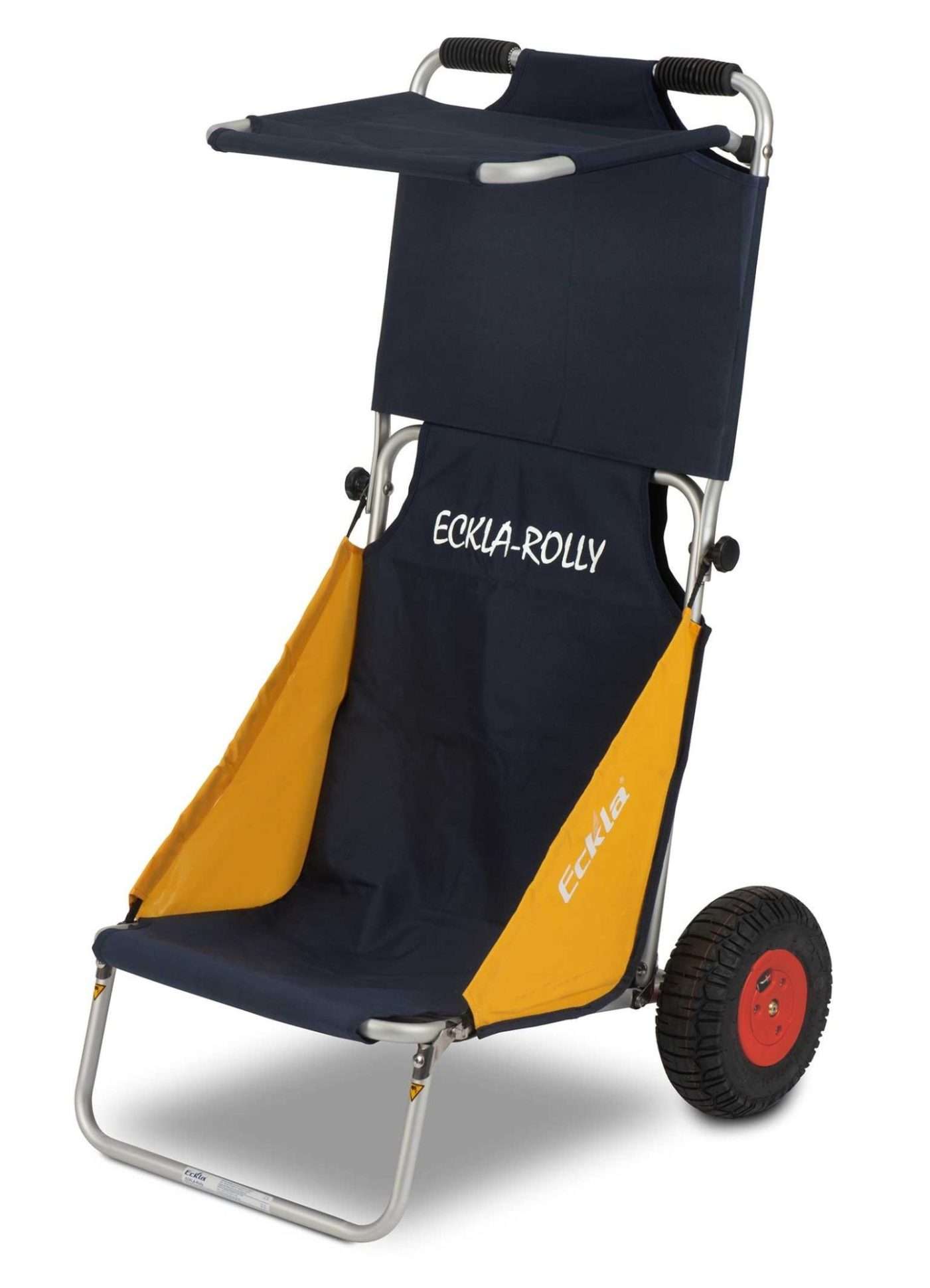 ECKLA Beach-Rolly® mit Sonnendach - Luftbereift, Blau/Gelb