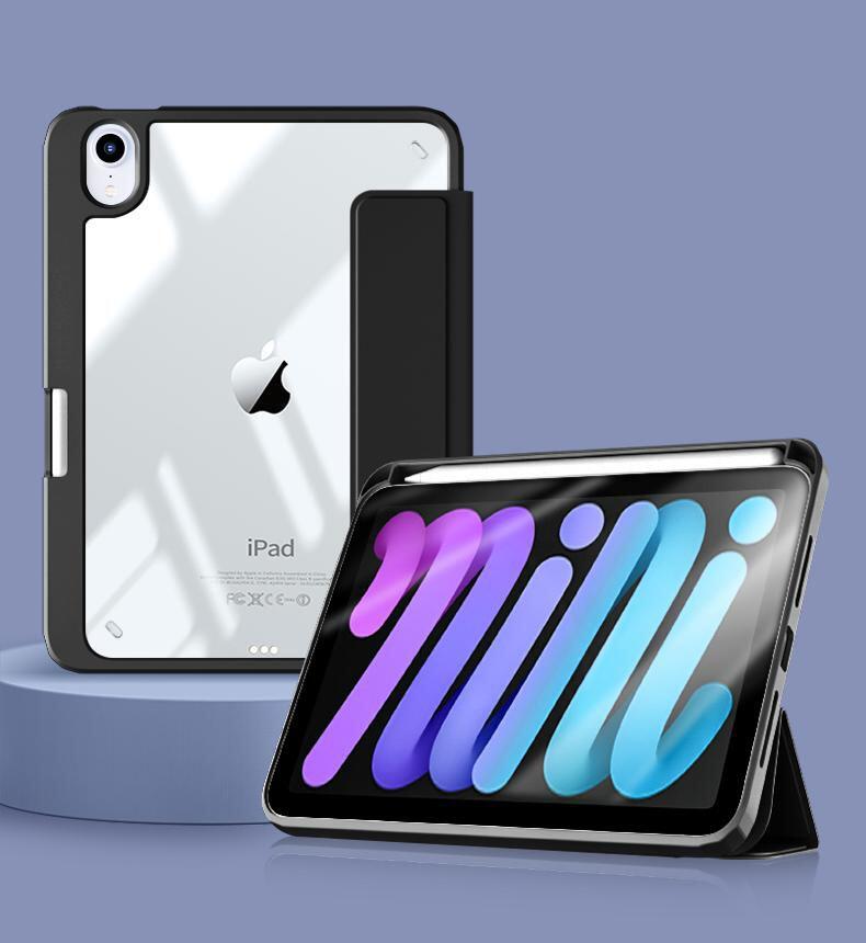 eSTUFF BOSTON Flip-Hülle für das Apple iPad Mini der 6. & 7. Generation 8,3" - Black/Clear