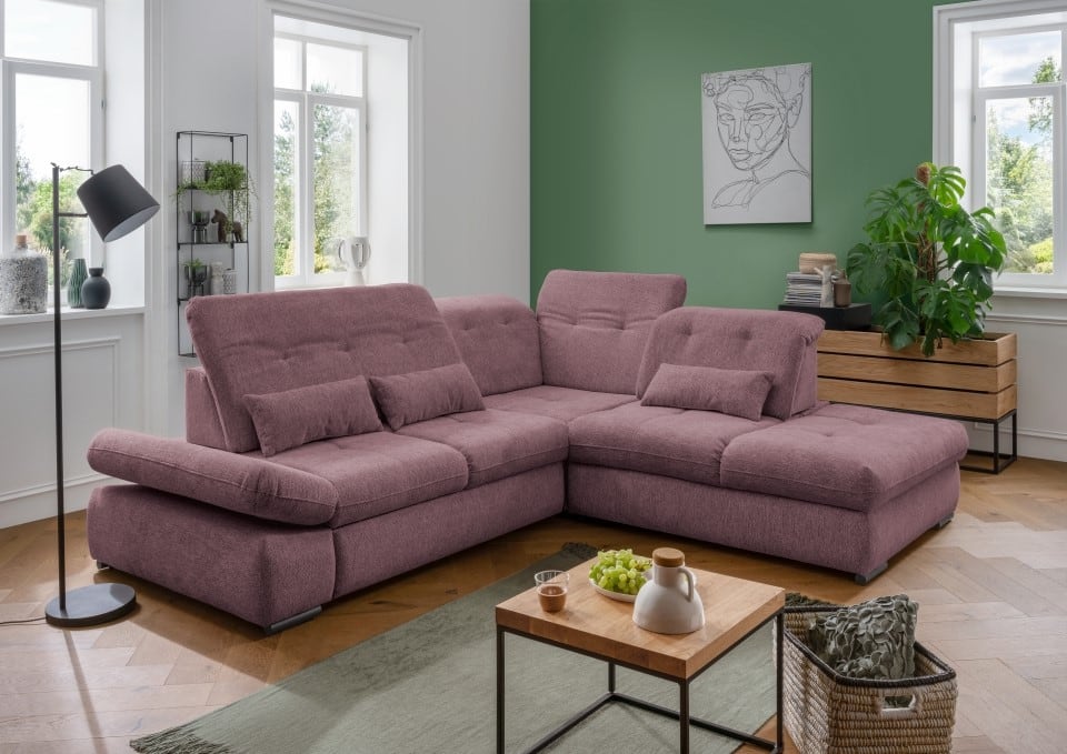 Stylisches Ecksofa Dalida von Benformato mit Schlaffunktion und variabler Sitztiefe – Modernes XXL-Sofa