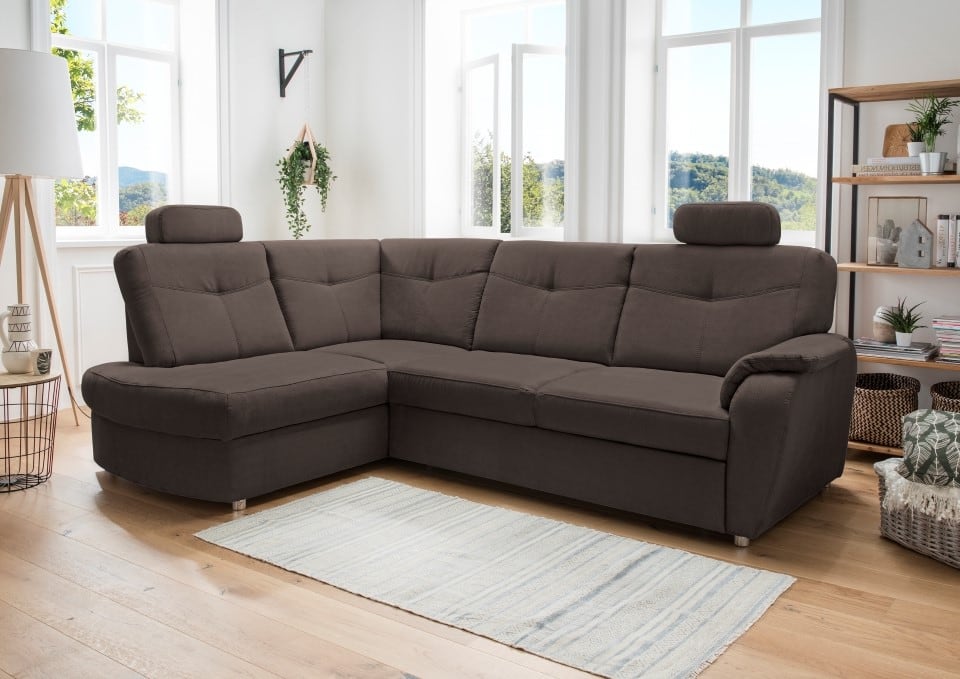 Stylisches Ecksofa Edna von Benformato mit Schlaffunktion und Bettkasten - Verschiedene Farben erhältlich