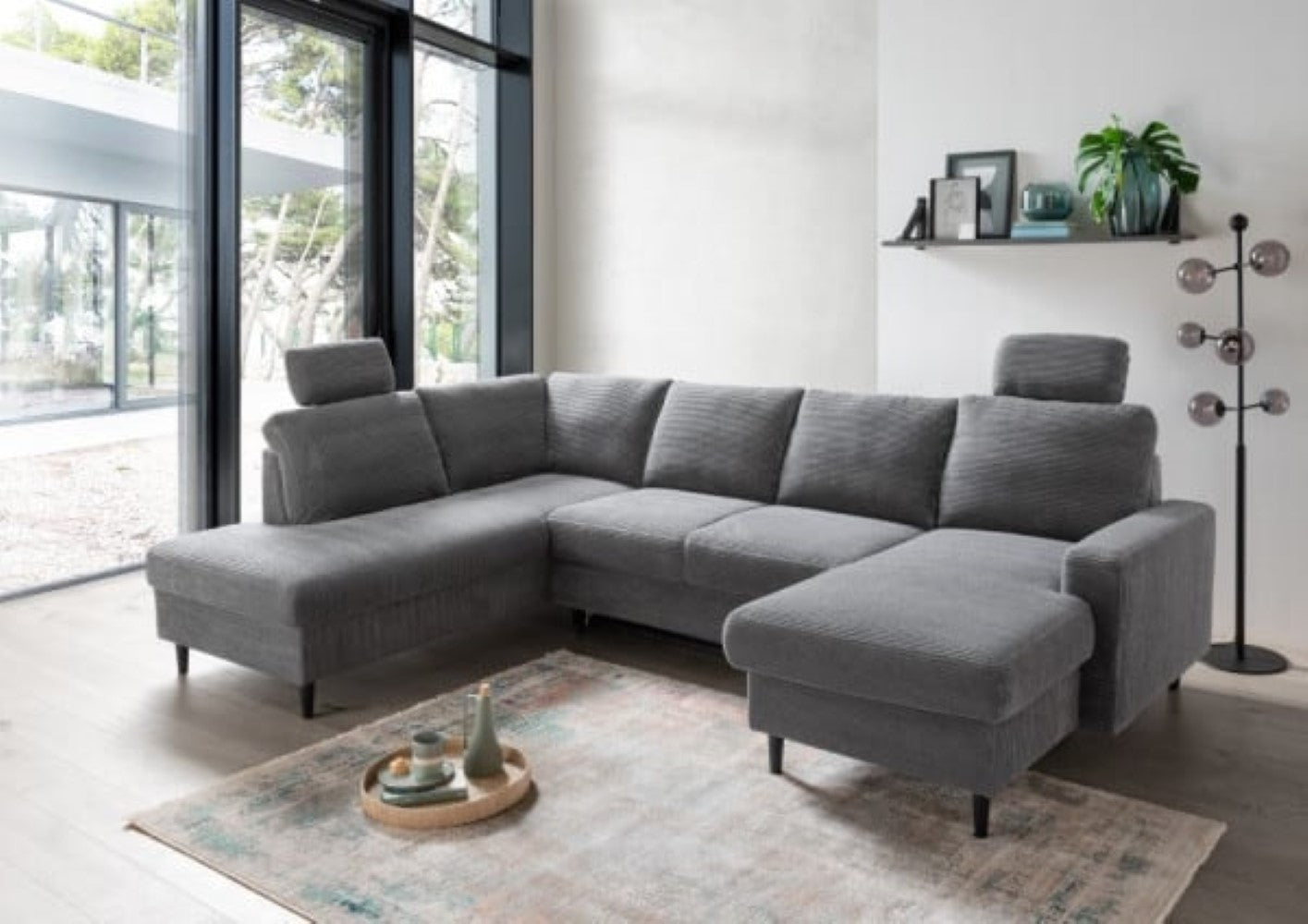 Wohnlandschaft Passo: Komfort & Schlaffunktion in grau & dunkelgrau