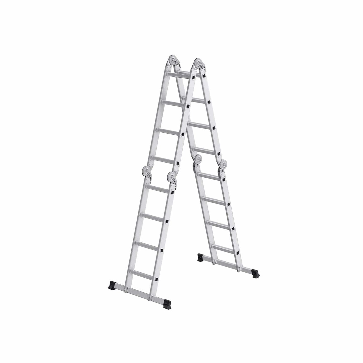 Leiter mit 16 Stufen in 6 Positionen 430 cm lang silbern