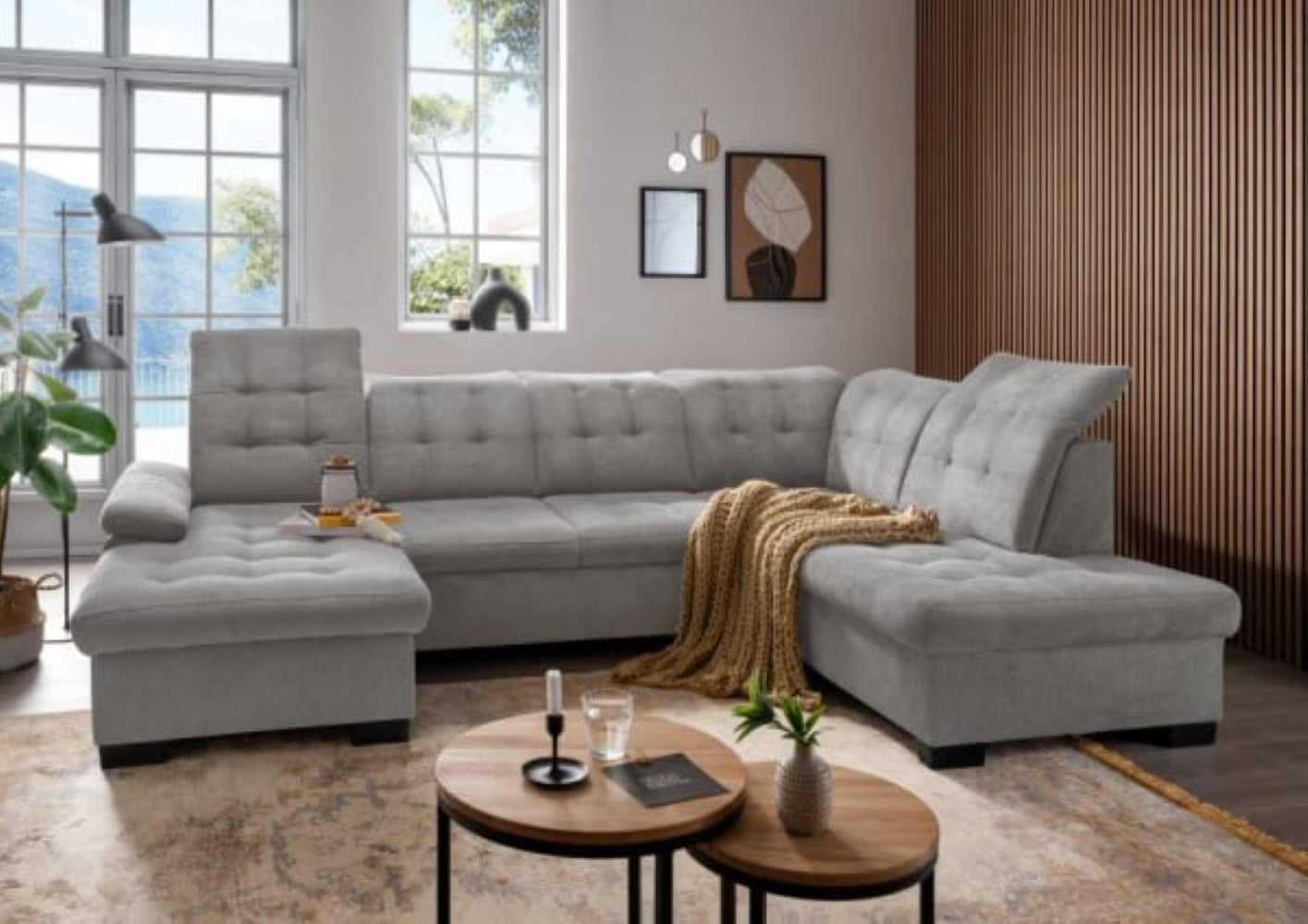 Gemütliche Wohnlandschaft Attentione von Benformato mit Schlaffunktion und Bettkasten