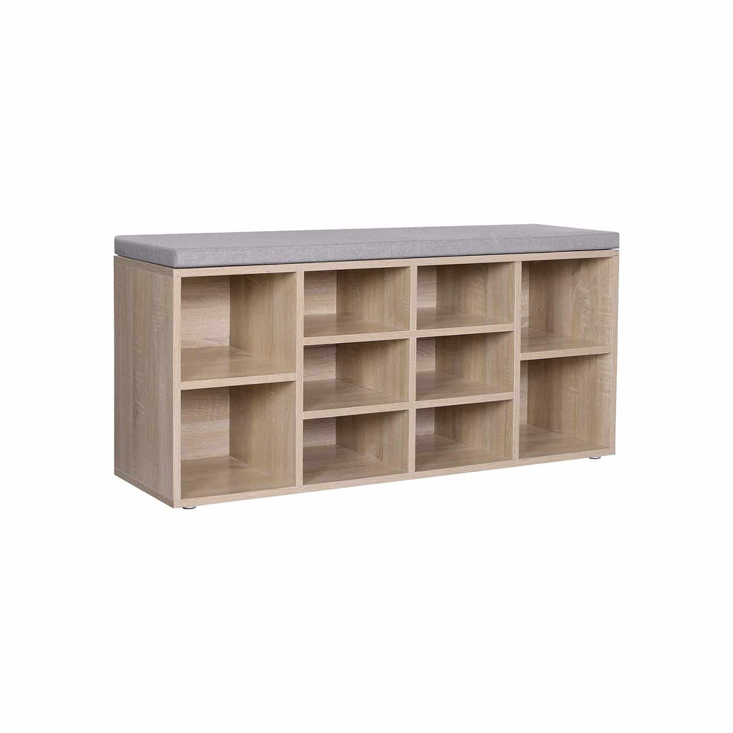 Gepolsterte Schuhbank Naturfarben-Grau