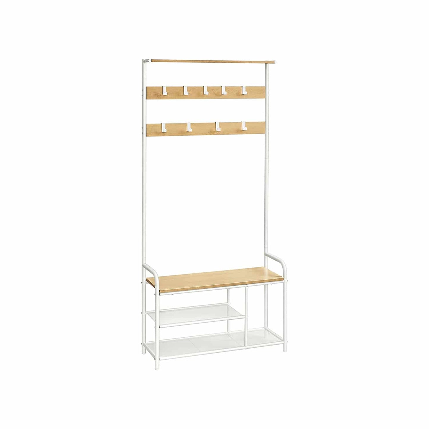 Garderobenständer mit 9 Haken 30 x 85 x 180,5 cm eichenfarben-weiß