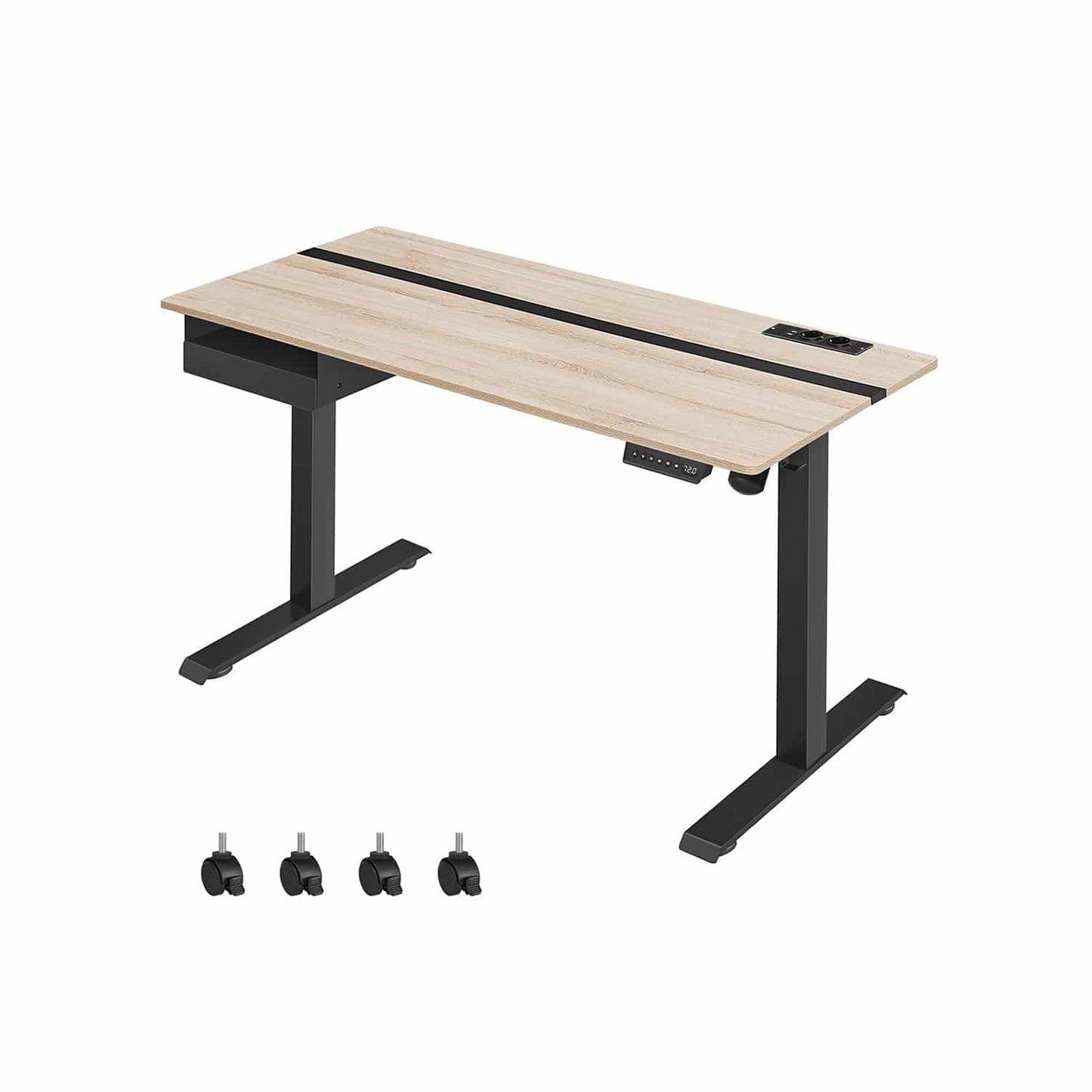 Höhenverstellbarer Schreibtisch 60 x 140 cm greige-schwarz