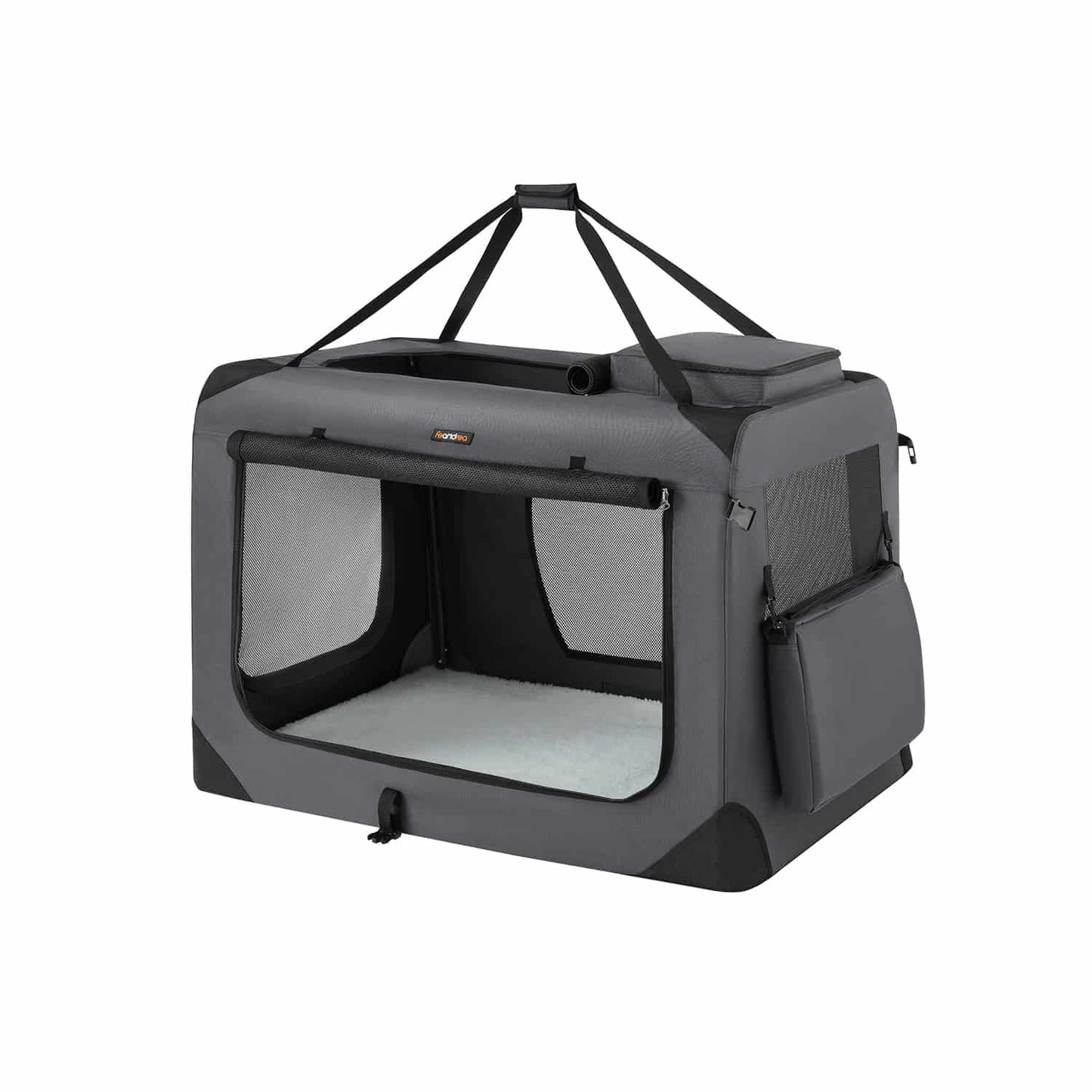 Hundebox faltbar Metallrahmen mit Griffen grau