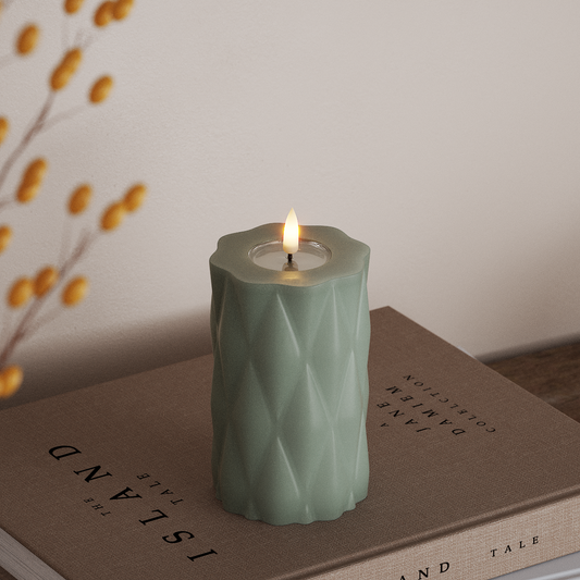 Harlequin LED-Blockkerzen Ø 7,5 x 12,5 cm Salbeigrün