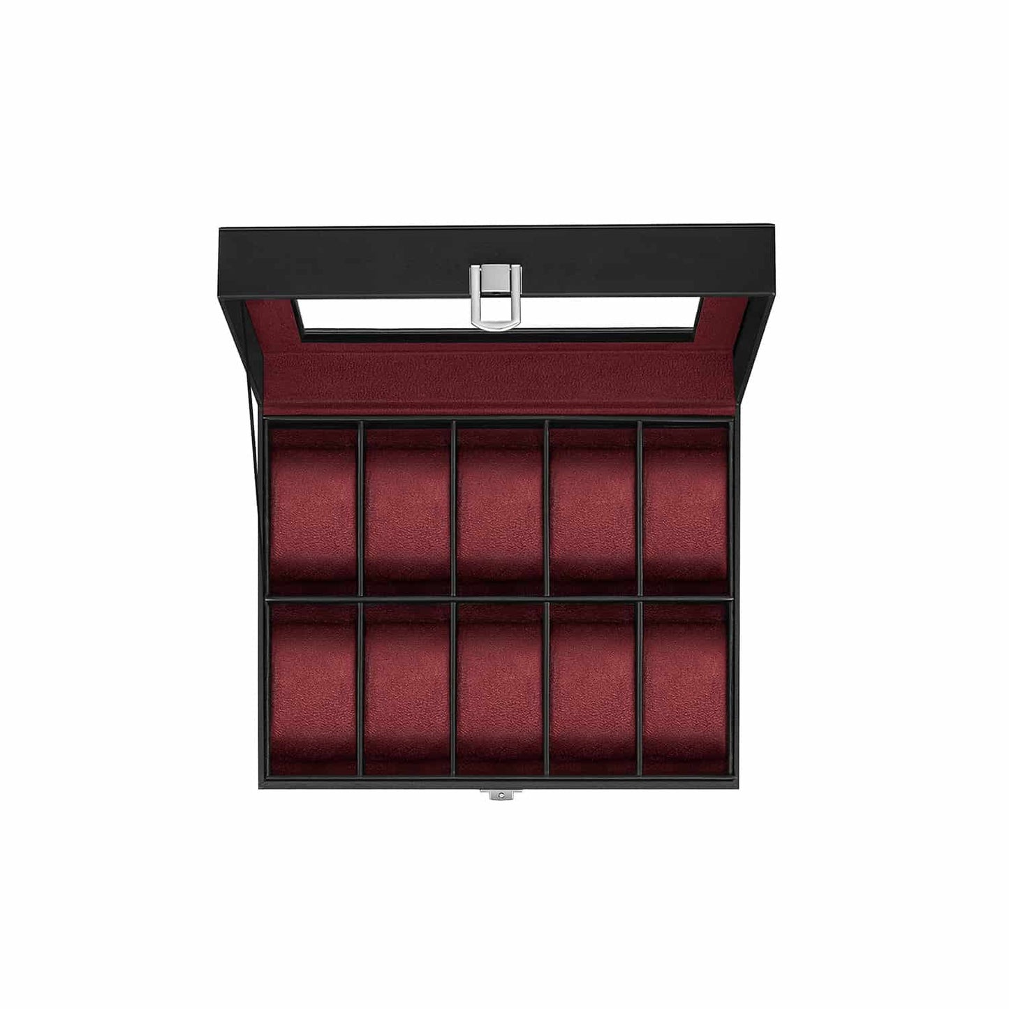 Uhrenbox mit 10 Fächern und Glasdeckel