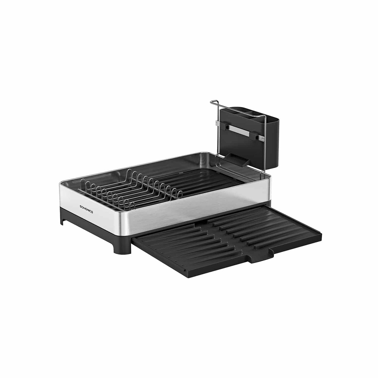 Abtropfgestell mit Utensilienhalter silbern-schwarz