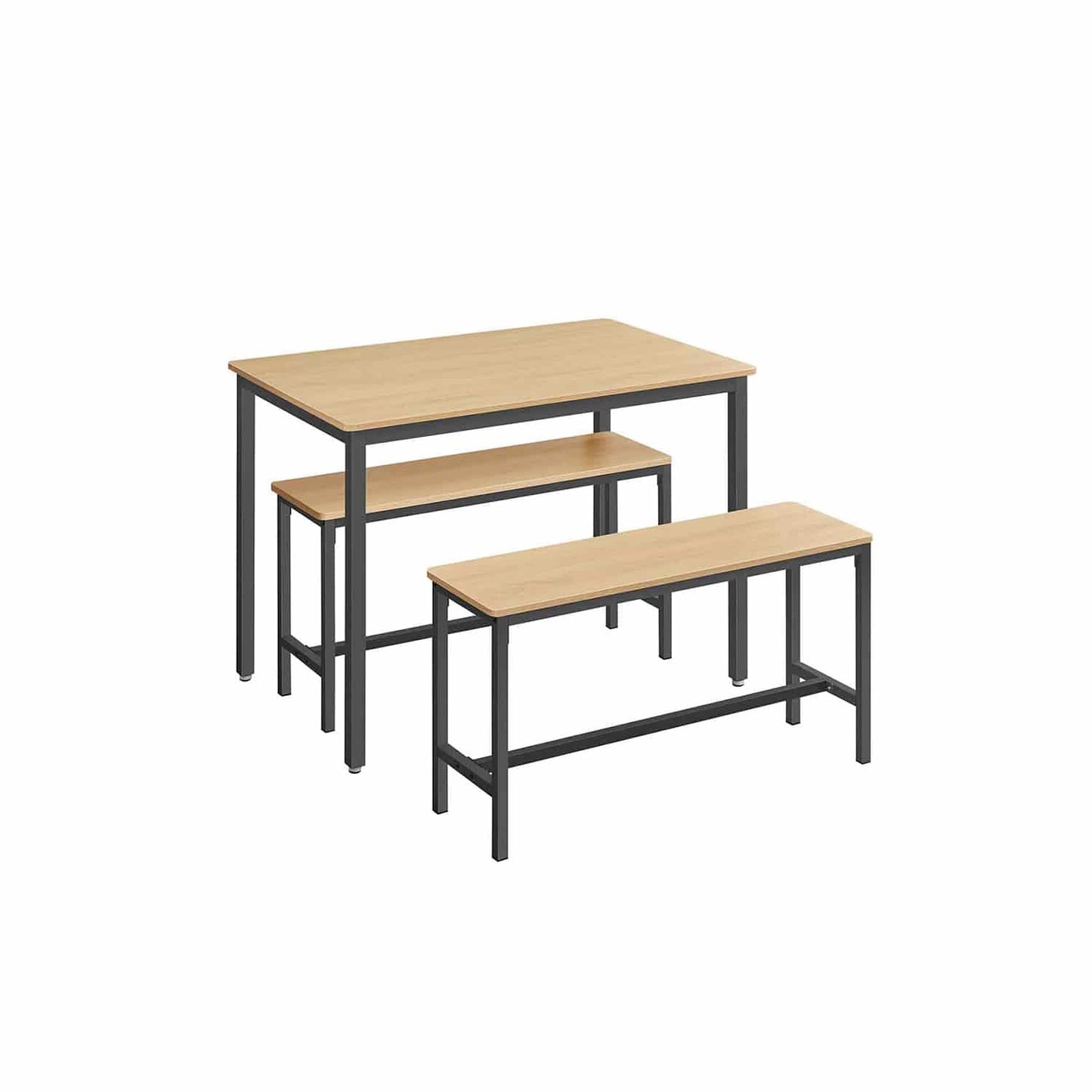 Esstisch mit 2 Bänken 3er Set goldeichenfarben-tintenschwarz