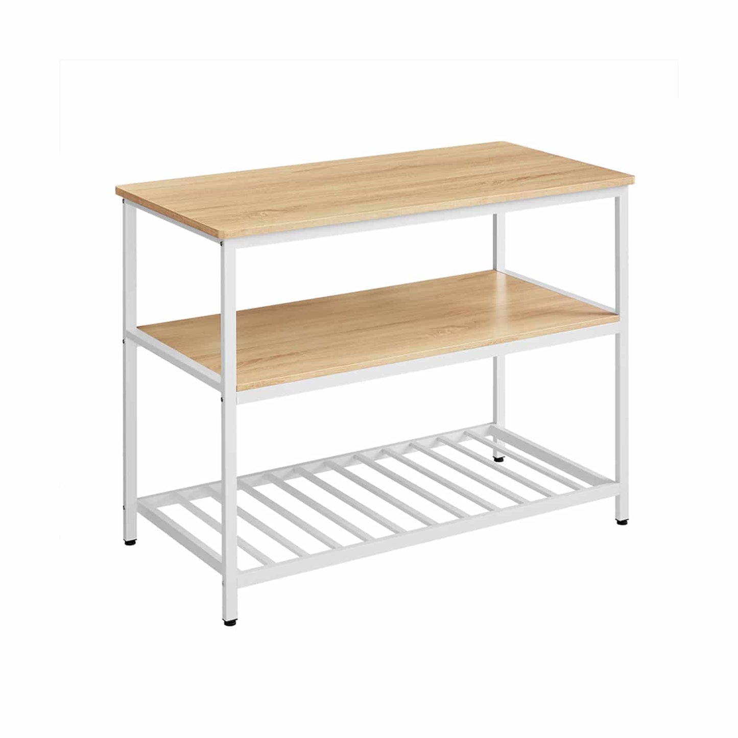 Küchenregal 3-stufig mit großer Arbeitsplatte und Stahlrahmen