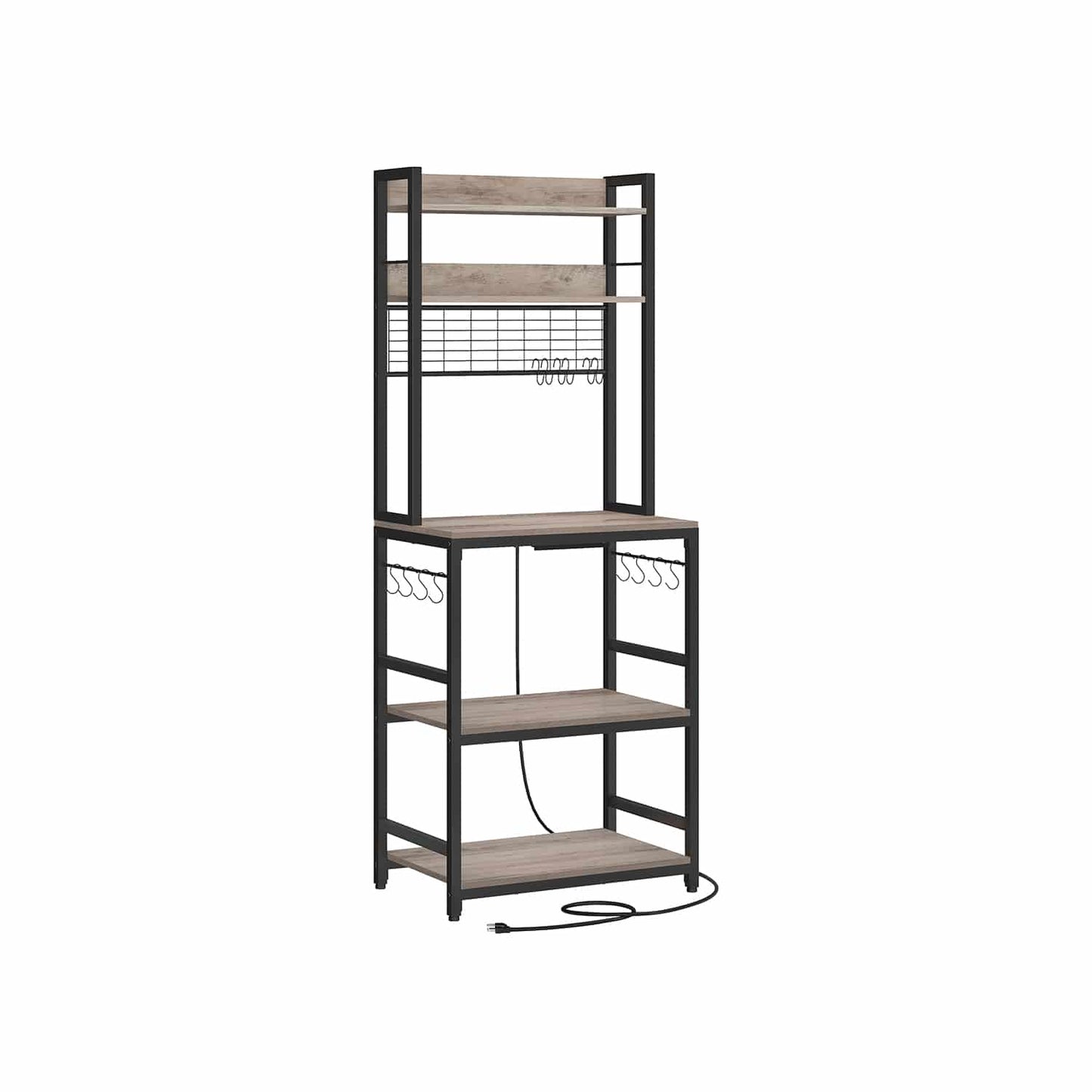 Standregal mit Steckdosen 14 Haken greige-schwarz