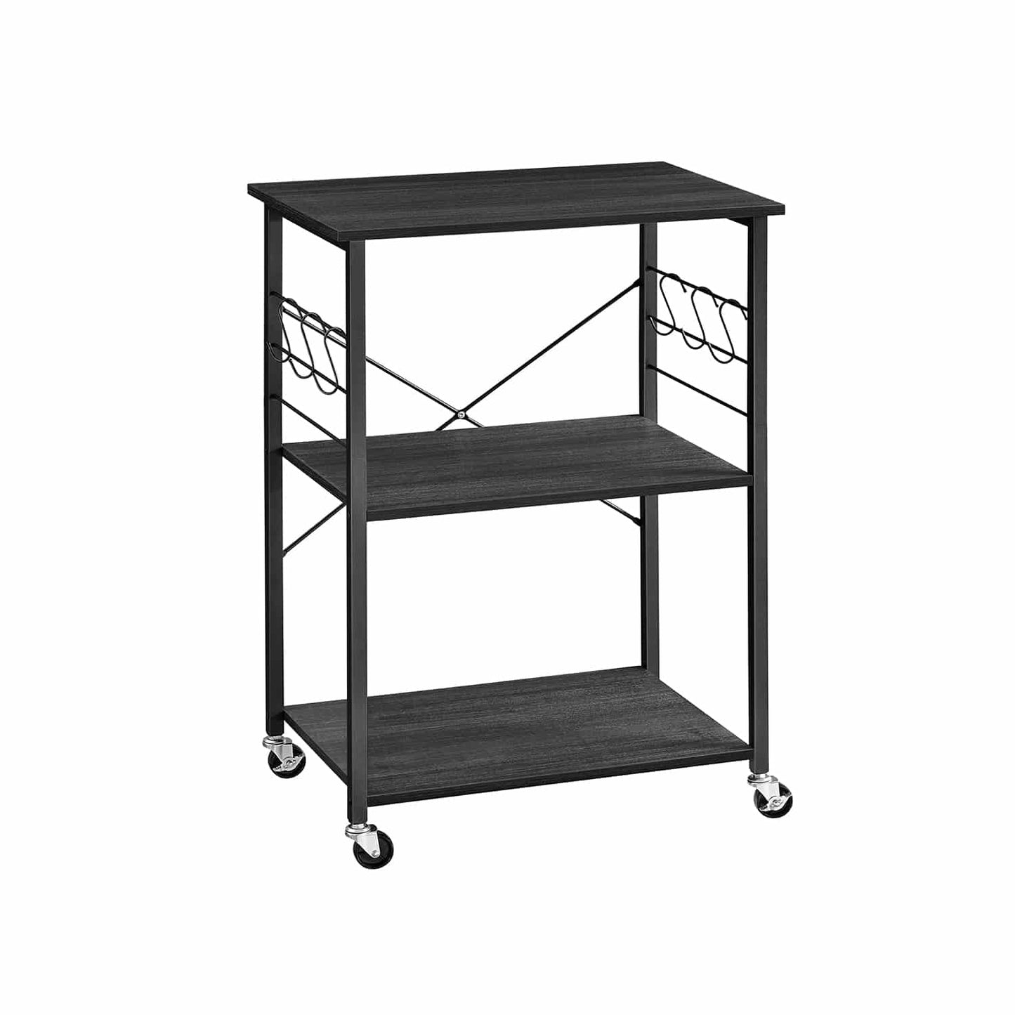 Küchenregal auf Rollen Metallrahmen ebenholzfarben-schwarz