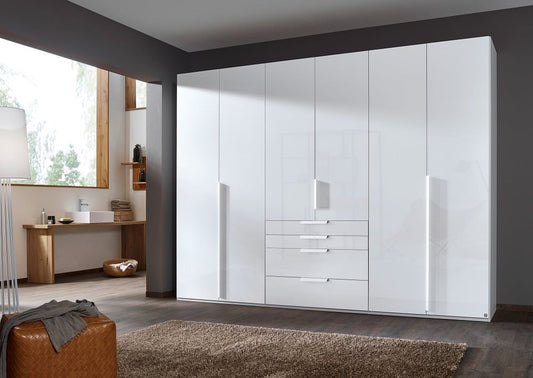 6-türiger Kleiderschrank Purisma von rauch mit Glasfront - In alpinweiß, seidengrau und graphit