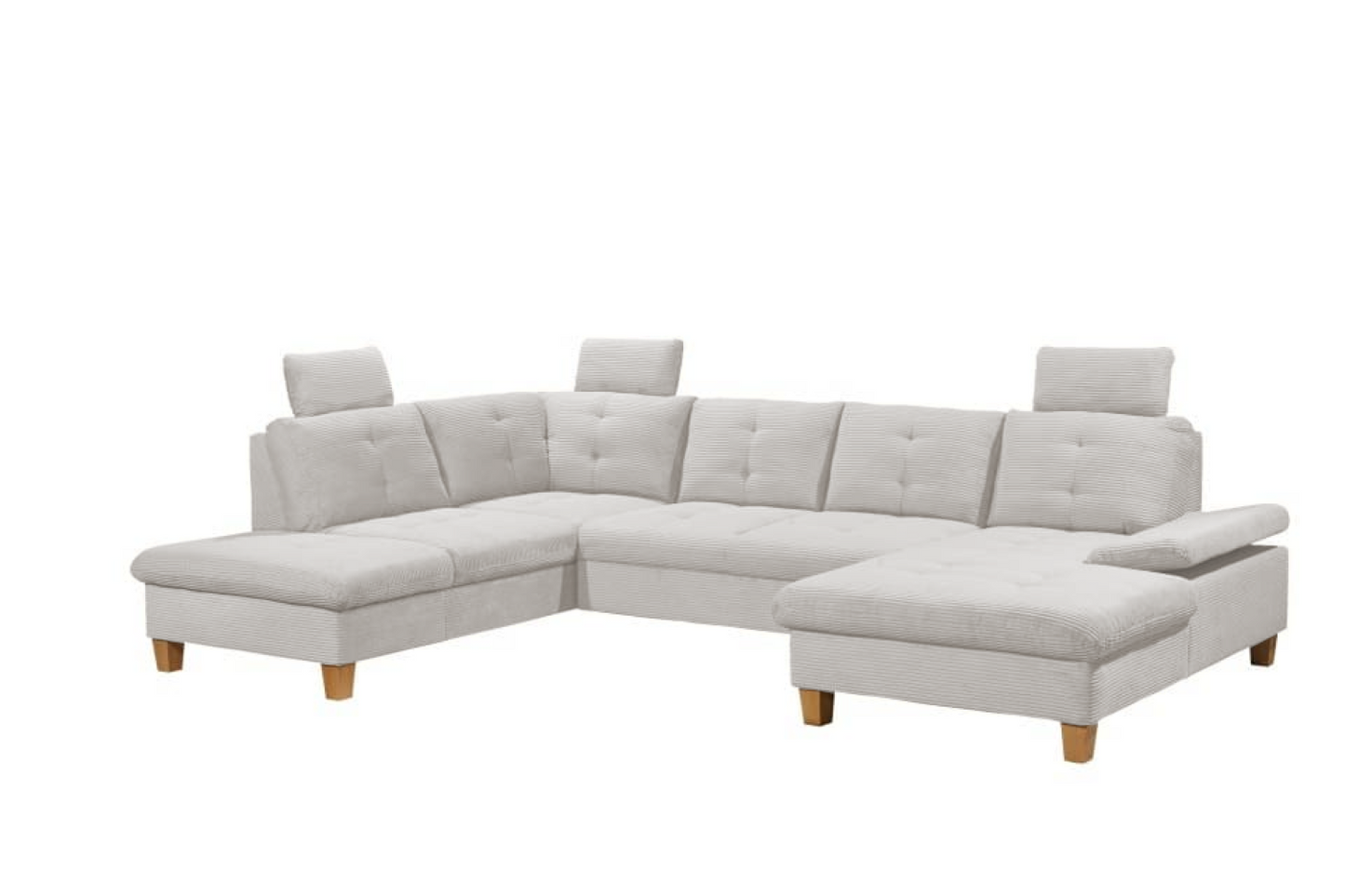 Wohnlandschaft "Ascot" von Ed Exciting Design in Breitcord mit Schlaffunktion, Bettkasten und variabler Kopfstütze