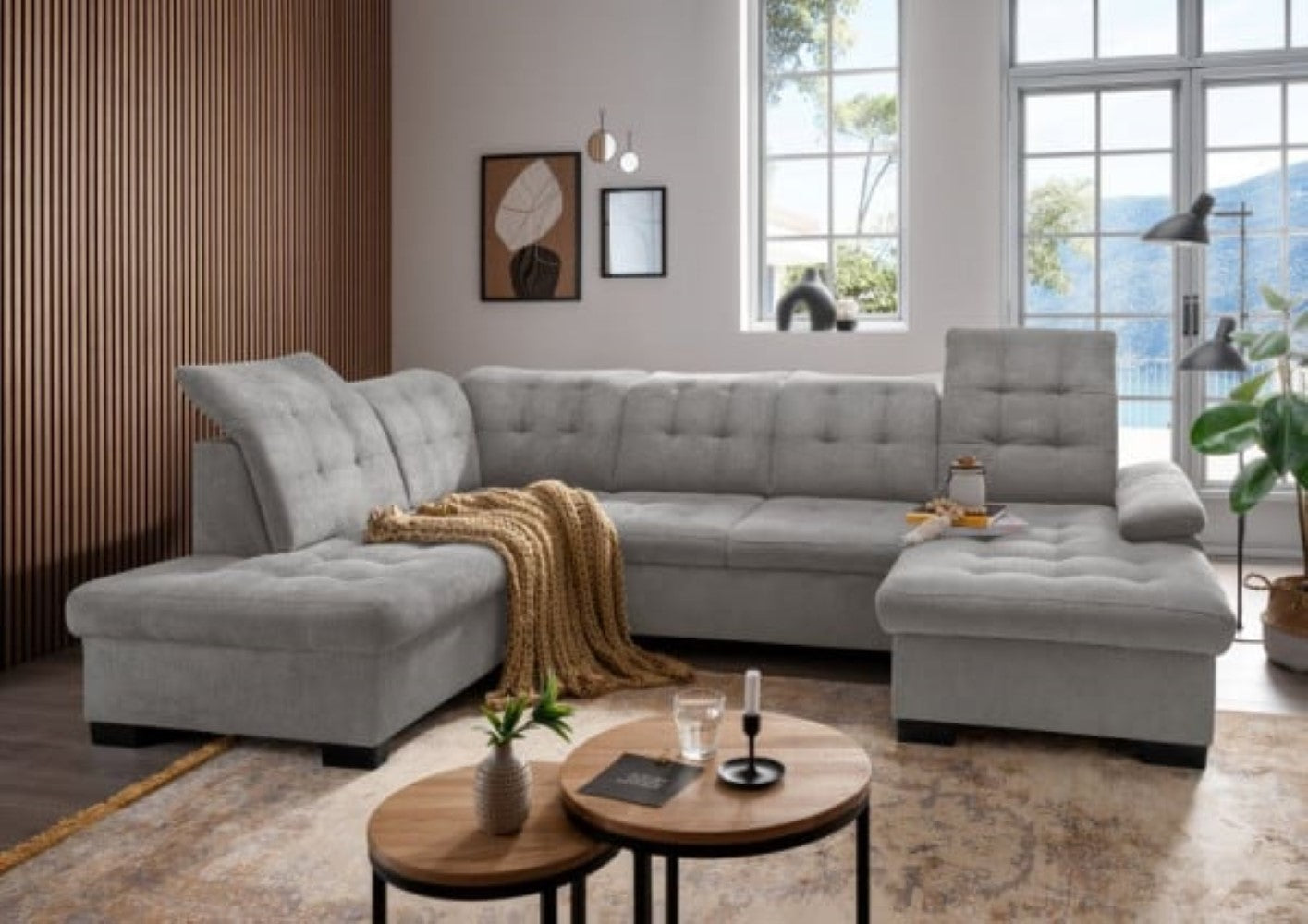 Gemütliche Wohnlandschaft Attentione von Benformato mit Schlaffunktion und Bettkasten