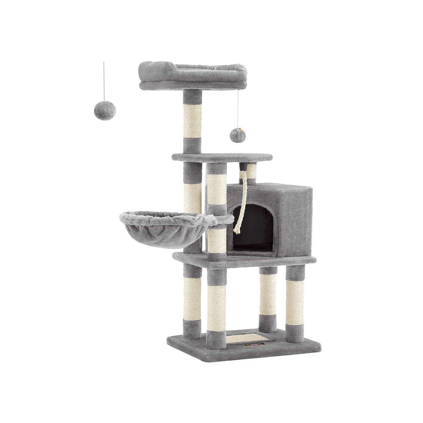 Kratzbaum 110 cm mit Plattformen und Höhle hellgrau