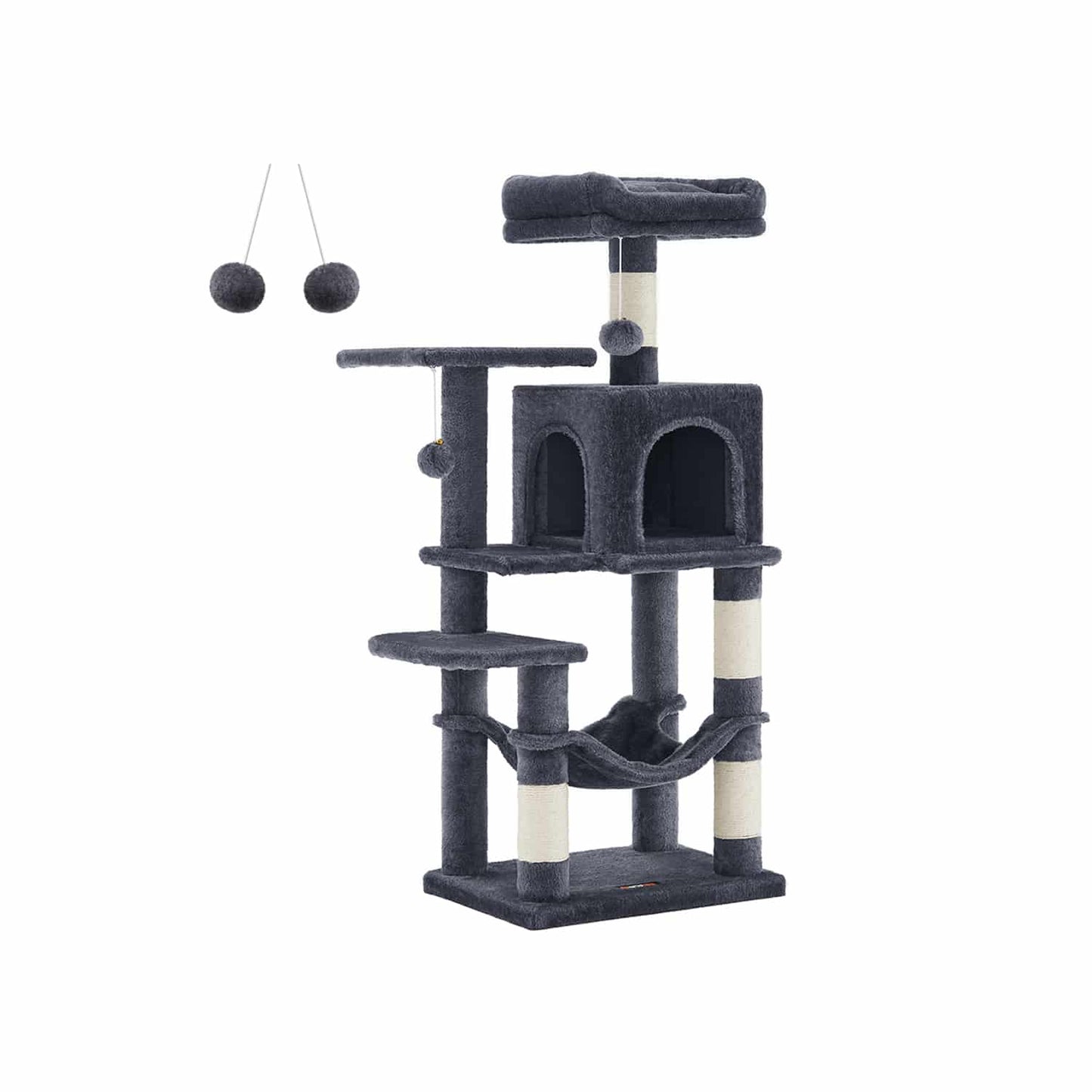 Kratzbaum 112 cm mit Plattformen und Hängematte rauchgrau