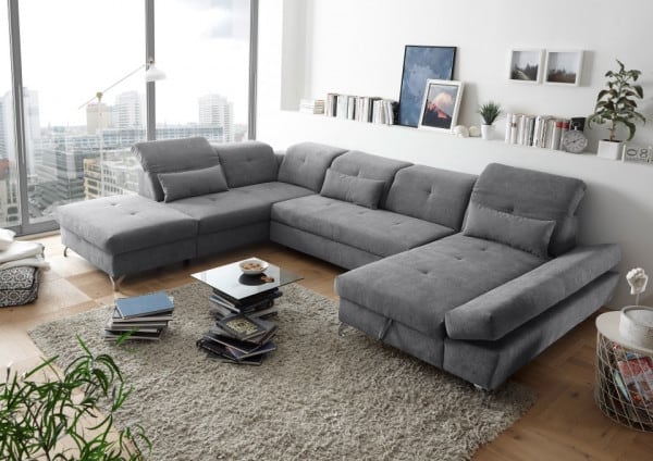 Wohnlandschaft Melfi von Ed Exciting Design – Modernes U-Form Sofa mit Schlaffunktion und Bettkasten