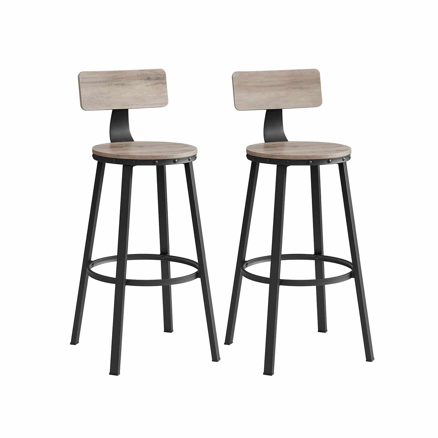 Barhocker 2er Set Greige-Schwarz