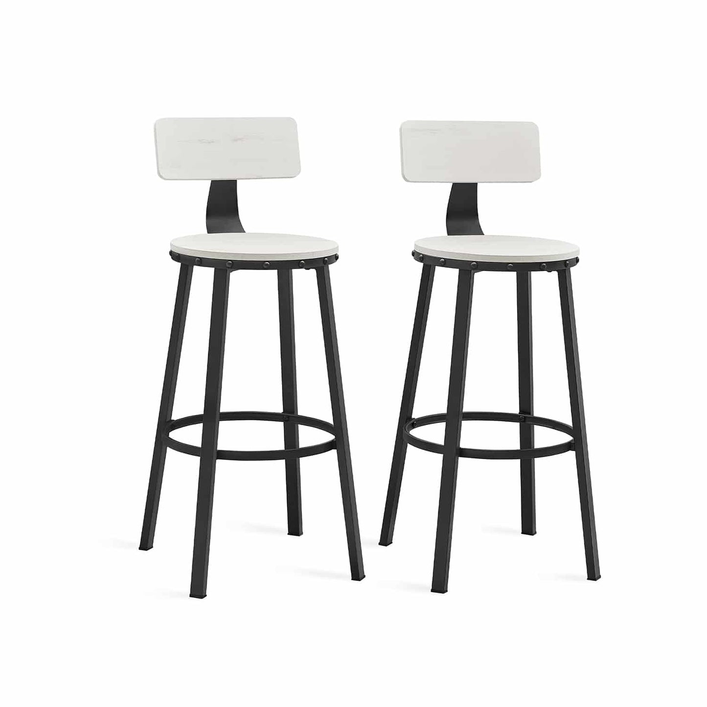 Barhocker 2er Set Industrie-Design vintageweiß-schwarz