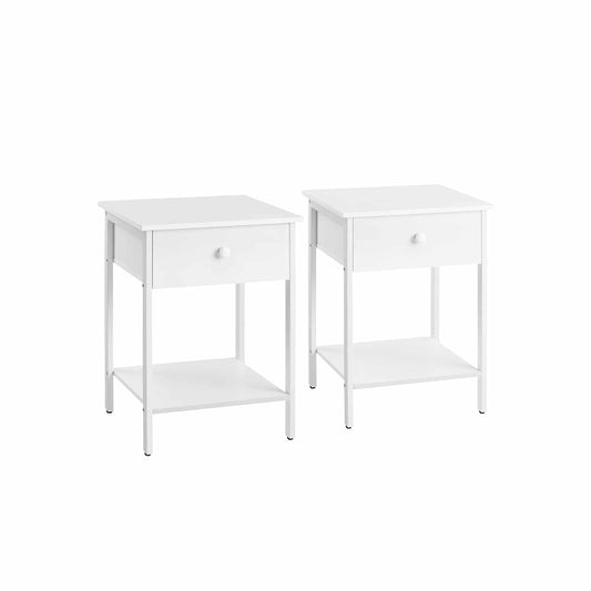 2er Set Beistelltisch mit Schublade und Ablage mattweiß