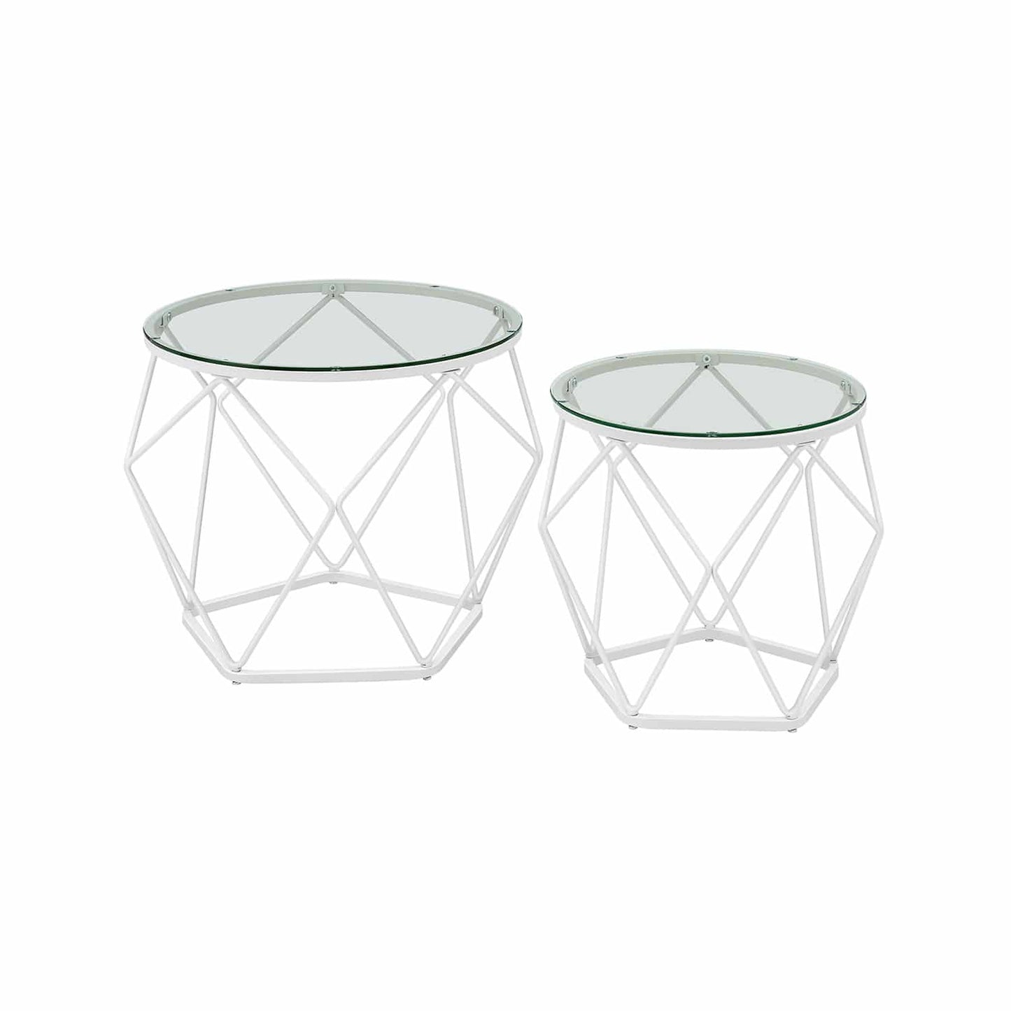 Wohnzimmertisch 2er Set modern transparent-wolkenweiß